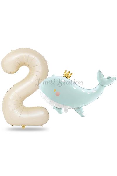 Parti Station 2 Years Green Cute Balloon Set - Sea, Ocean and Concept Balloons