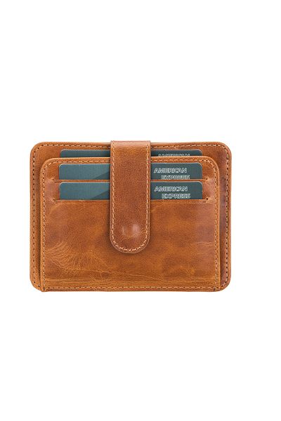 Lev Leather Premium Γνήσιο Δερμάτινο Μινιμαλιστικό Πορτοφόλι Πιστωτικής Κάρτας - Πολυχρηστικό Πορτοφόλι