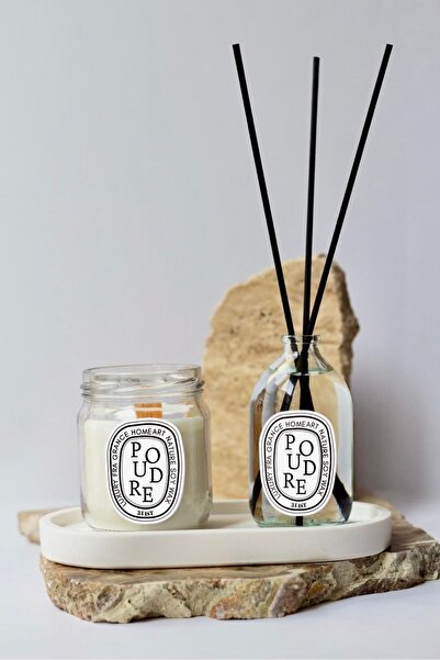 homeartplus (TABAK HARİÇTİR) Pudra Kokulu Ahşap Fitilli Kavanoz Mum Ve Oda Ko...