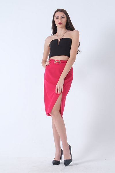 Feminist Side Slit Pencil Skirt Fuchsia0101060