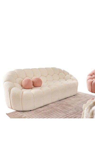 Pablohome ORANGE 3'LÜ KOLTUK - Teddy 3'lü Koltuk - Ekru Kanepe