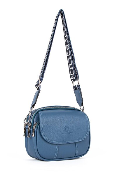 HNB Çanta Kadın Çapraz Askılı Omuz Çantası Madame Vera Mv028 Mavi