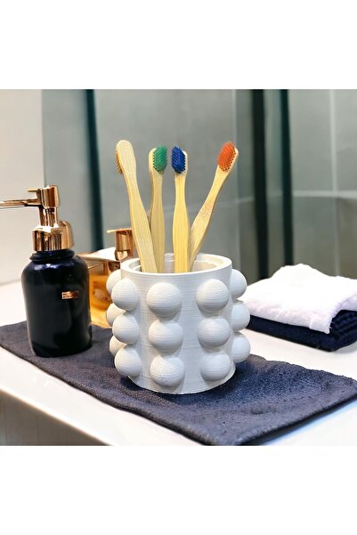 Miya Art Studio Θήκη οδοντόβουρτσας από μπετόν με φούσκα Λευκή