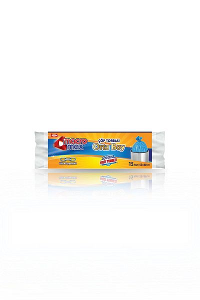 MACROMAX أكياس قمامة متوسطة الحجم 15 قطعة فائقة التحمل - 55x60 سم 10x