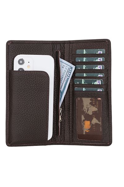 Lev Leather Πορτοφόλι Unisex από γνήσιο δέρμα με θήκη τηλεφώνου - 100% χειροποίητο, με δυνατότητα εγγραφής ονόματος
