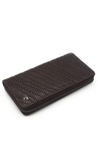 Pierre Cardin Unisex Brown Knitted Leather Wallet - 11056