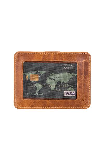 Lev Leather Premium Γνήσιο Δερμάτινο Μινιμαλιστικό Πορτοφόλι Πιστωτικής Κάρτας - Πολυχρηστικό Πορτοφόλι