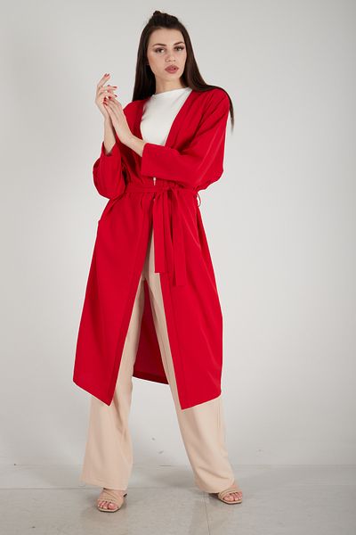 Feminist Crepe Waist Belted Kimono Red0107121
