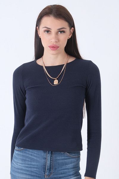 Feminist Knitted Crew Neck Sweater Navy Blue0103013
