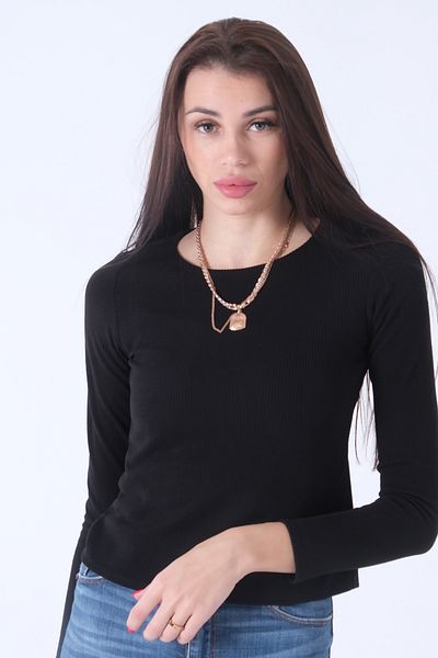 Feminist Knitted Crew Neck Sweater Black0103013