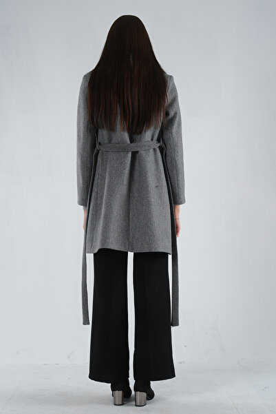 Feminist Mobile Furry Double Pocket Stamp Coat Gray0108080