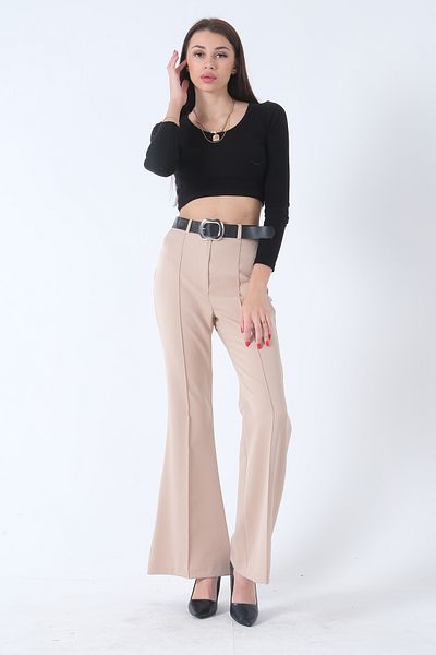 Feminist Grass Stitched Spanish Trousers Beige0303950