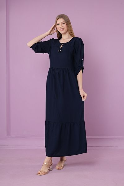 mervemoda Γυναικείο καλοκαιρινό κοντομάνικο υφαντό φόρεμα