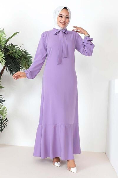 Genel Markalar Kadın Tesettür Model Elbise Lila