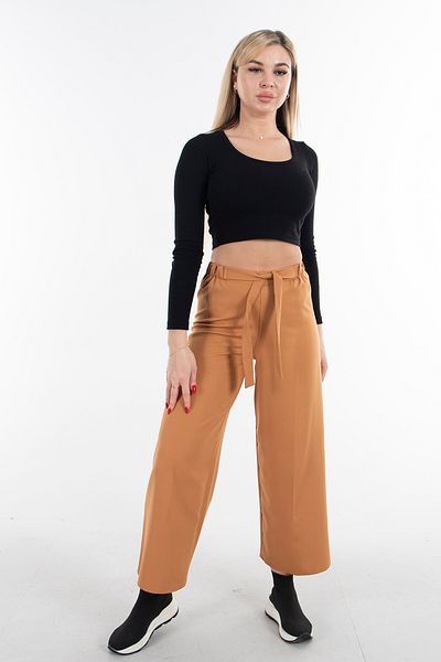 Feminist Wide Leg Elastic Trousers Tan3101102