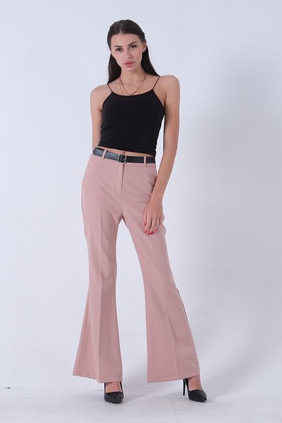 Feminist High Waist Beige Flared Leg Trousers -0303891