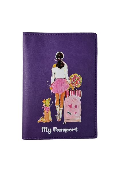 Smyrna Acar Mira Thermo Leather Printed Passport Cover Passport Holder Travel Wallet Dark Purple