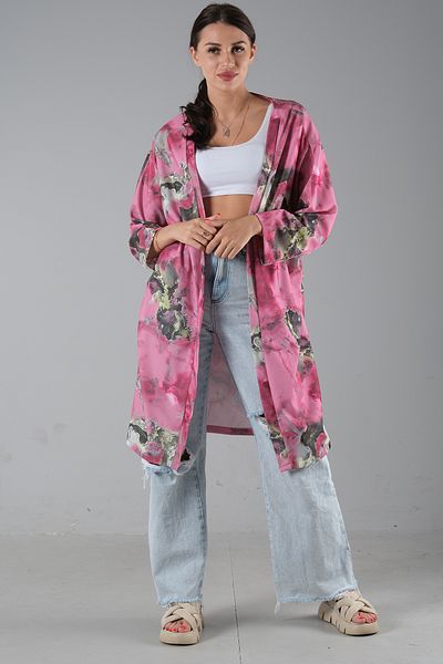 Feminist Patterned Crepe Kimono Fuchsia0107129