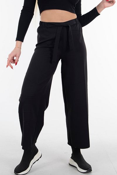 Feminist Wide Leg Elastic Trousers Black3101102