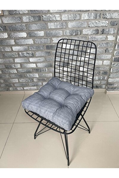 lazilla Dekoratif Pofidik Sandalye Minderi Özel Düğme Dikişili Bağcıklı 40x40cm