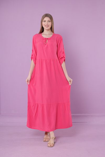 mervemoda Γυναικείο καλοκαιρινό κοντομάνικο υφαντό φόρεμα