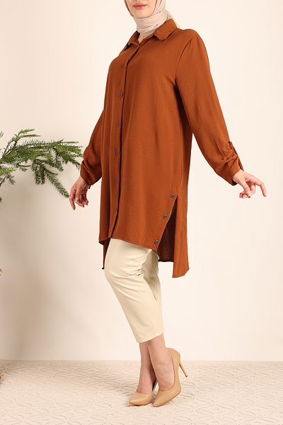 ModaBinali Tie-Up Sleeves and Button Tunic
