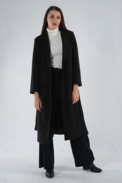 Feminist Astarlı Kaşe Kaban Siyah 0108069