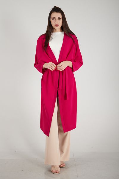 Feminist Crepe Waist Belted Kimono Fuchsia0107121