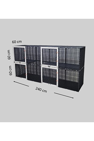 Leganest 60cm X 240cm Yükseklik 120cm Kedi, Tabanı Dolu Üstü Kapalı 2 Katlı Çit - Kafes
