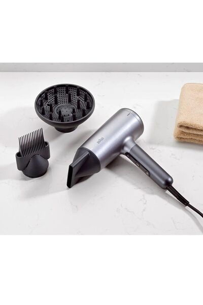 Braun Hair Dryer 2200 Watts, HTDC motor, 3 Attachments, Super Ionic, NTC, Cool Shot - HD4.35SDE