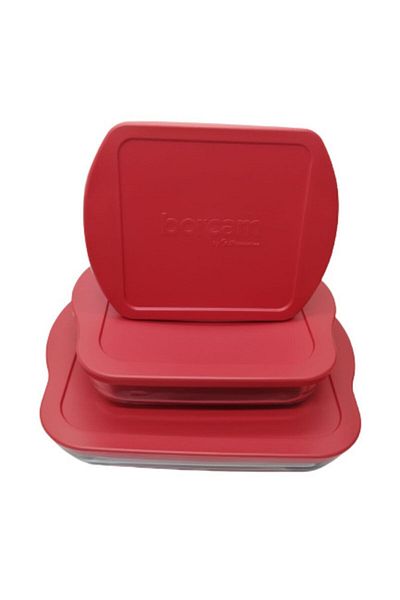 Paşabahçe Red Lid Pyrex 3 Piece Square Set