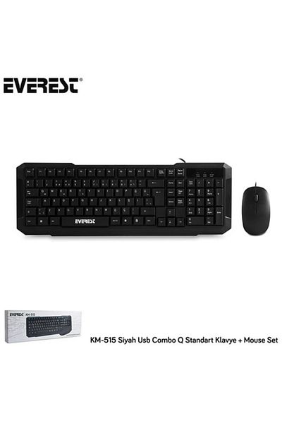 Everest KM-515 Q USB مجموعة لوحة مفاتيح/ماوس كومبو سوداء قياسية