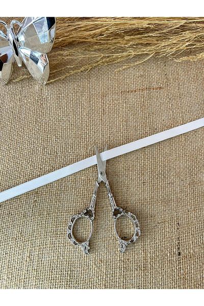 TutkuSetUp Promise-Engagement Scissors, Promise Engagement Ribbon Cutting Scissors, Processing Detailed, Silver Scissors,