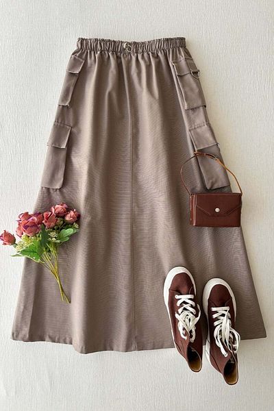 Ceylan Otantik Cargo Pocket Mink Skirt
