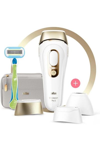 Braun Silk-expert Pro 5 Premium Pouch &  4 Extras Heads, SkinPro 2.0, 2 Sensitive Modes - PL5257
