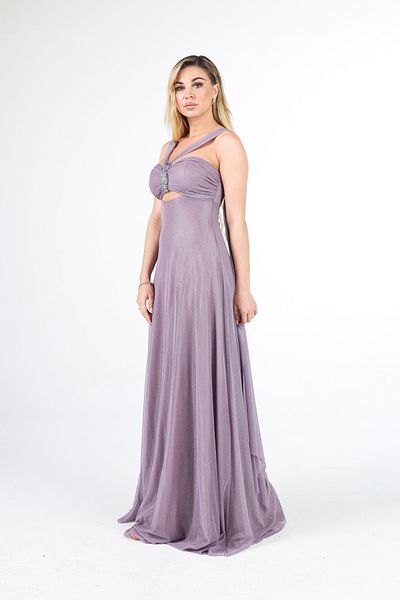 Feminist Halter Glitter Evening Dress Dried Rose1301827