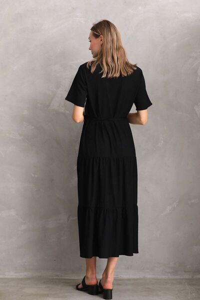 Miss Dünya Lissa Front Buttoned Shirt Collar Short Sleeve Dress for Pregnant and Maternity