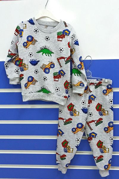 endudu Car Printed 2-Piece Set Cartoon Dinosaur Character Men's Pajamas Set