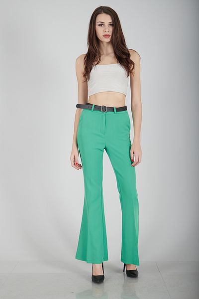 Feminist Green High Waist Spaghetti Trousers -0303891