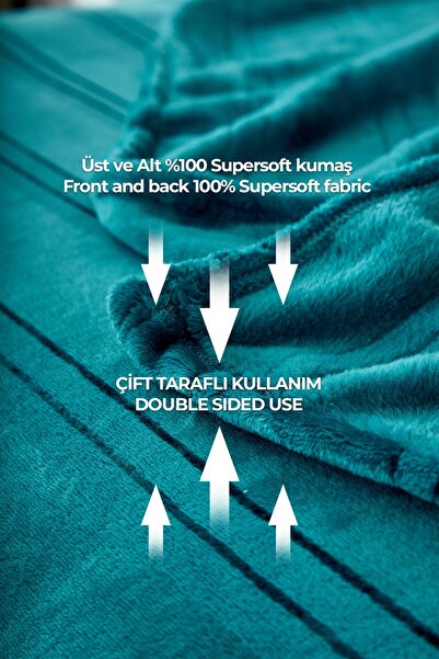 Evlen Home Collection Supersoft Soft Double Blanket Bedspread Mayer Turquoise