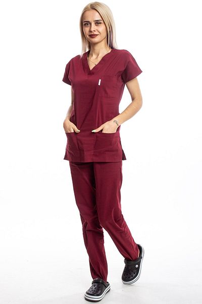 Simirna Üniforma Claret Red Bat Sleeve Unisex Guard Team - High Cotton and Lycra Nurse Doctor's Shirt