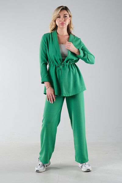 Feminist Linen Trousers Set Emerald0106319