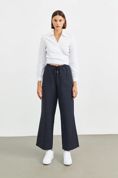 STELLA PULVIS Λευκή μπλούζα με διπλό στήθος λινό δεμένο