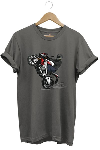 WİDİ Μπλουζάκι με στάμπα μπροστινό Lift Racing Biker 100% βαμβακερό γκρι