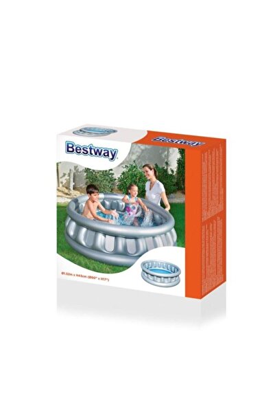 BESTWAY With Pump Gift - Large Size Gray Metallic Spaceship Inflatable Pool (152x152x43cm)-51080