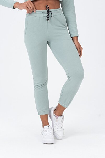 PUNKY CAT Women's Dark Green Pocket Sweatpants