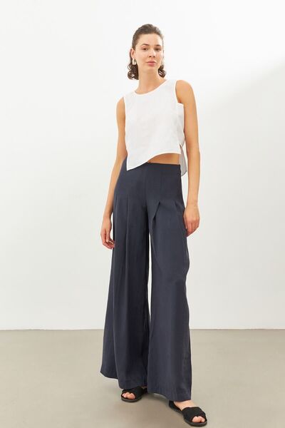 STELLA PULVIS Λευκή λινή αμάνικη μπλούζα