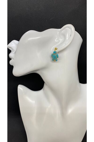 Porsuk Alternatif اليدوية السيراميك السلحفاة الشكل المرأة الأقراط