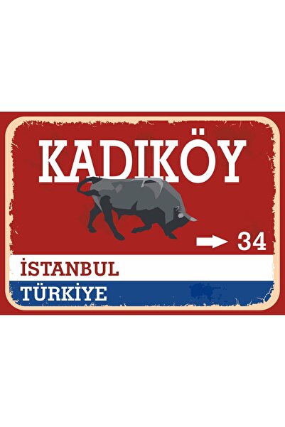 ChicArt Design Studio İstanbul Kadıköy Retro Sokak Yön Tabelası Vintage PVC D...
