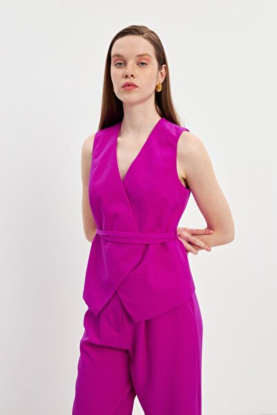 STELLA PULVIS Crepe Vest - Pink Lined and Belted
